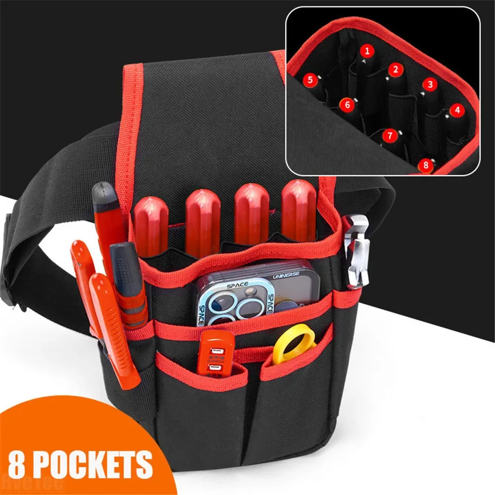 Gardening Tools Organiser - オックスフォード布製電気技師用ツールバッグ、8つの内部ポケット付きウエストポーチ、ベルト収納ホルダーオーガナイザー、ガーデンツールキット用ウエストパック