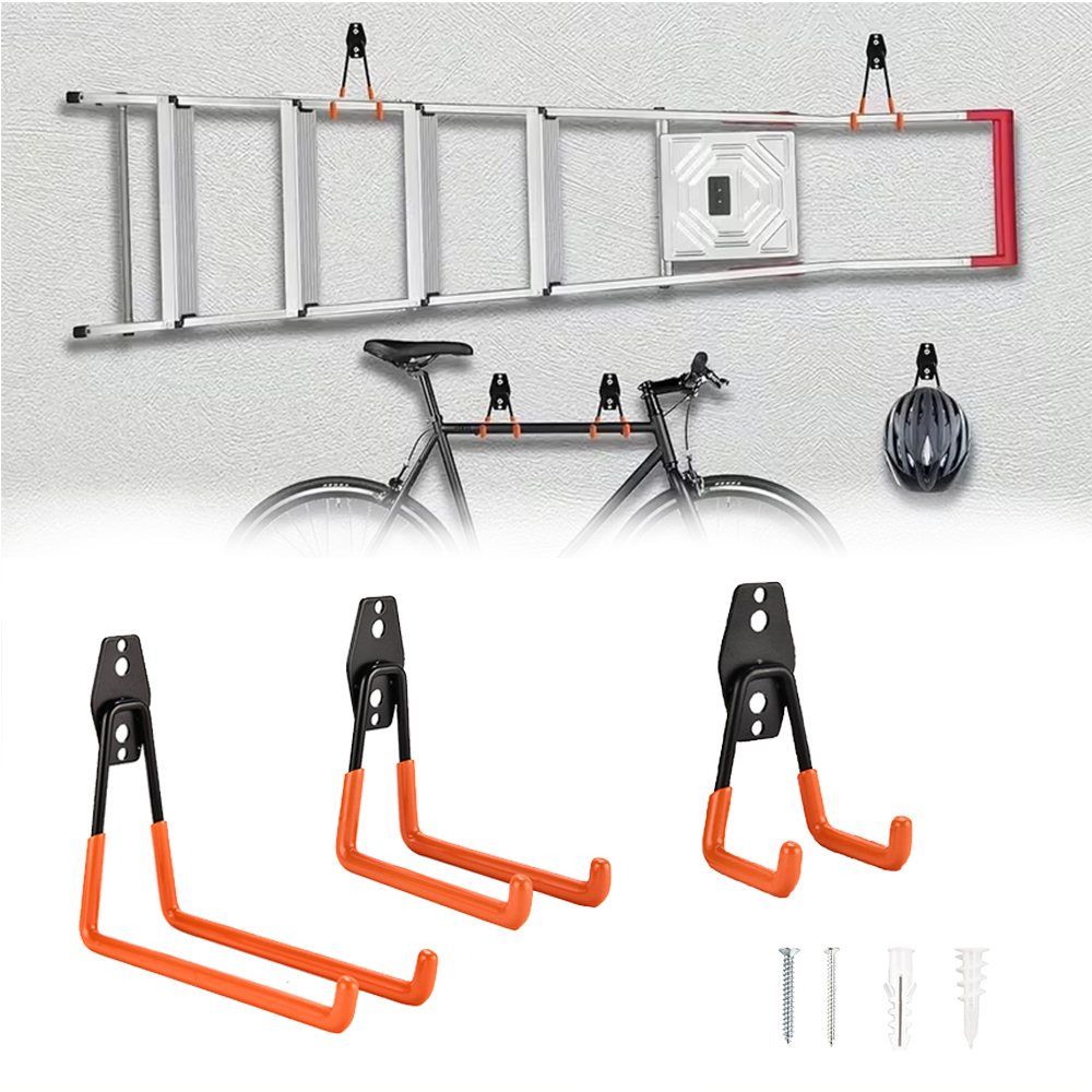 Gardening Tools Organiser - 頑丈な壁掛けメタルフック ガレージオーガナイザー 自転車/はしごハンガー 滑り止め収納フック ガーデンツール/ホームワークショップ用