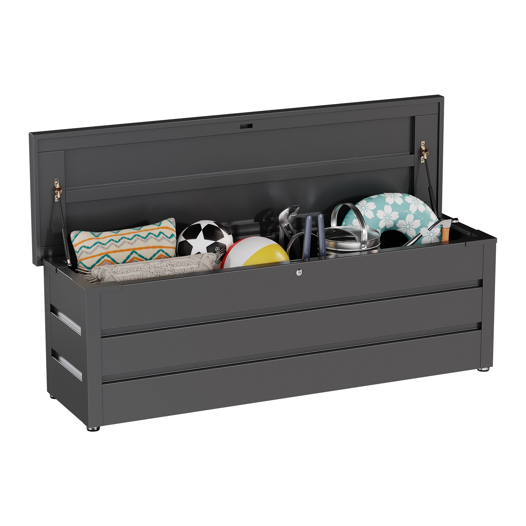 Gardening Tools Box - 環境に優しく簡単に組み立てられる屋外収納デッキボックス、防水亜鉛メッキガーデン/中庭キャビネット、工具整理用