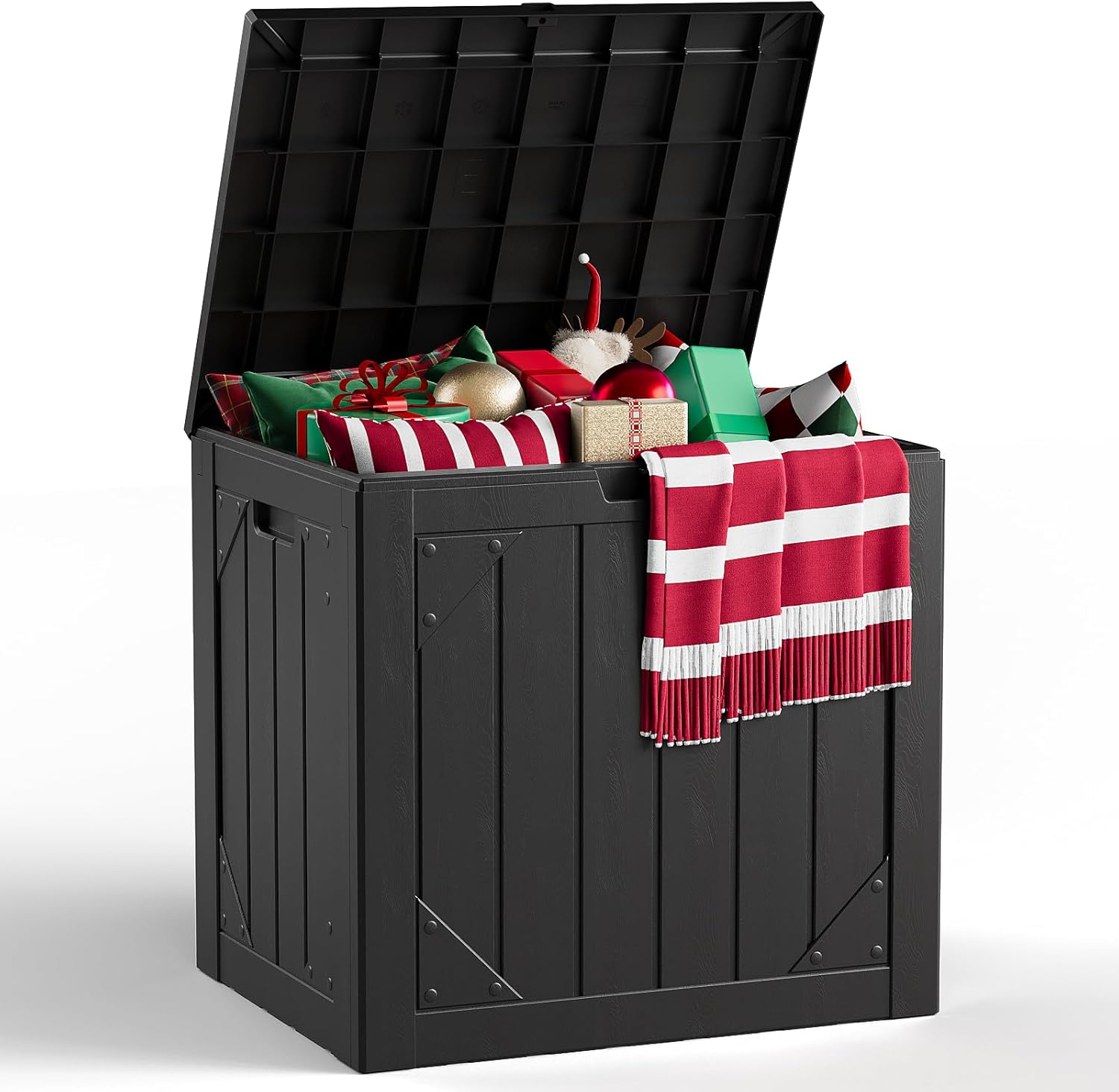 Gardening Tools Box - 30ガロン屋外収納ボックス（シート付き）、防水樹脂製デッキボックス（パティオクッション、ガーデンツール用）、ロック式UV耐性
