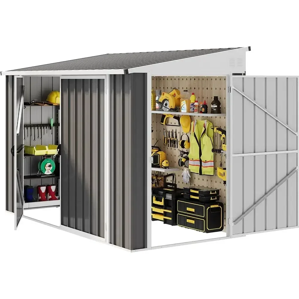 屋外用金属製収納庫、ロック可能な扉付きの安全な自転車収納庫、 - Gardening Tools Organiser のレビューと価格