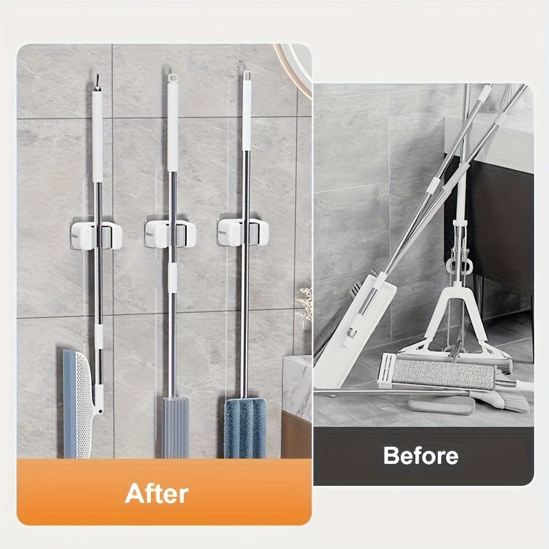 壁掛け式モップとほうきラック、穴あけ不要の壁掛け収納ラック、 - Gardening Tools Organiser のレビューと価格