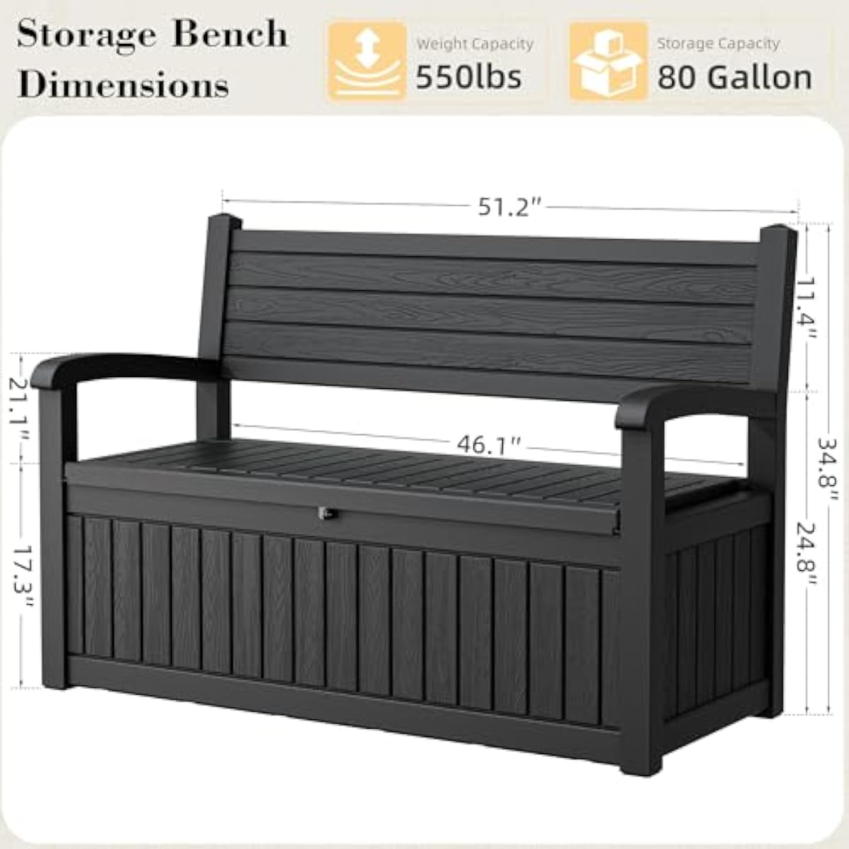 80ガロン容量の屋外収納ベンチ、防水加工の樹脂製、鍵付き、庭 - Gardening Tools Box のレビューと価格