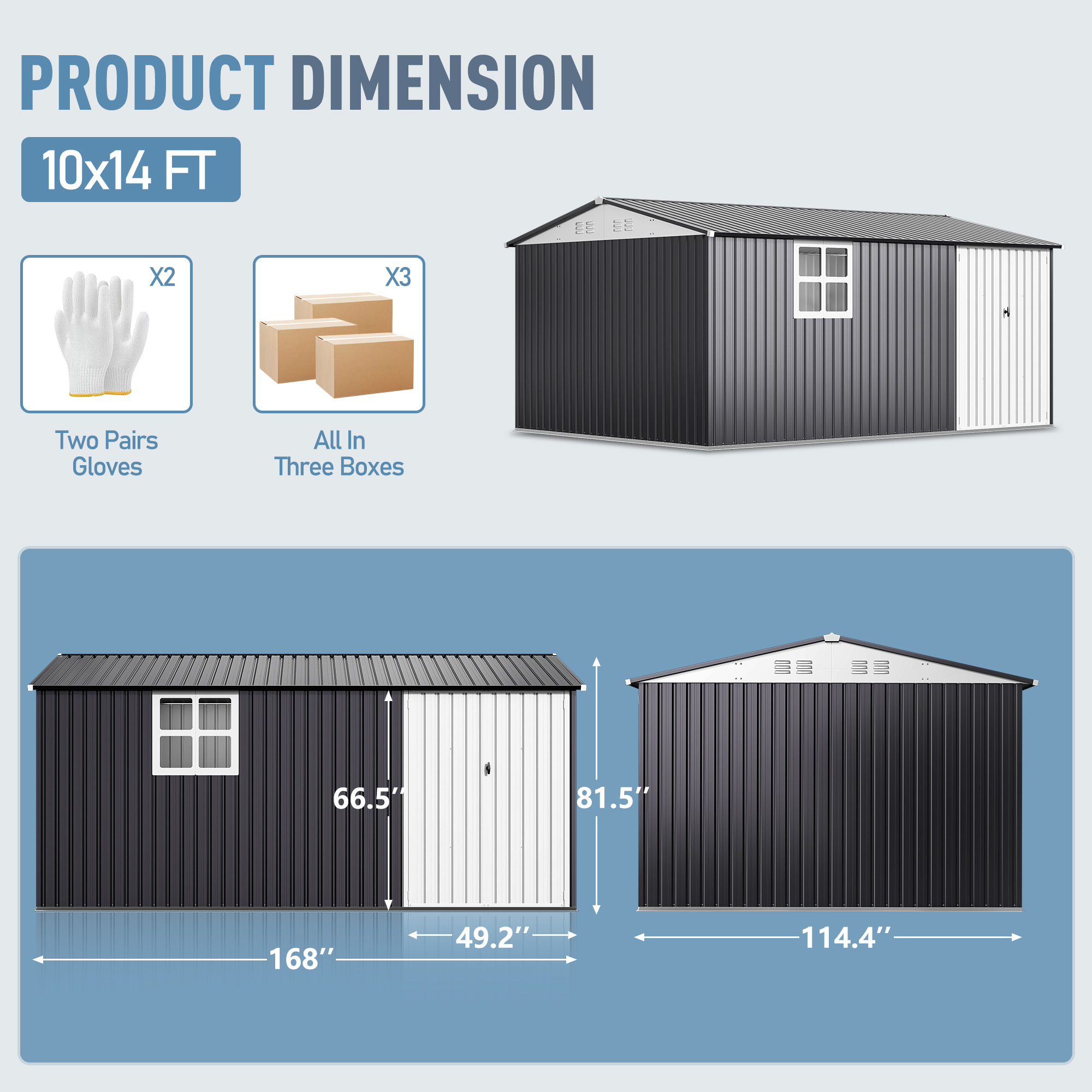 VIWAT 10x12～12x14フィート 屋外用金属製収納 - Gardening Tools Organiser のレビューと価格