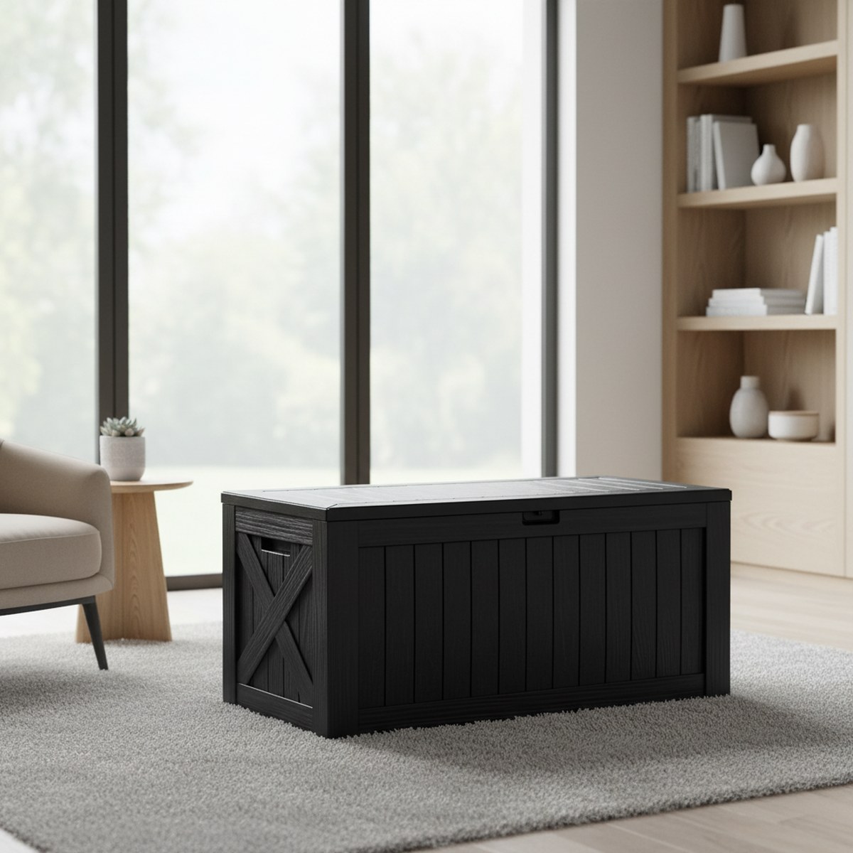 大型120ガロン屋外デッキボックス 防水樹脂製パティオ家具収 - Gardening Tools Box のレビューと価格
