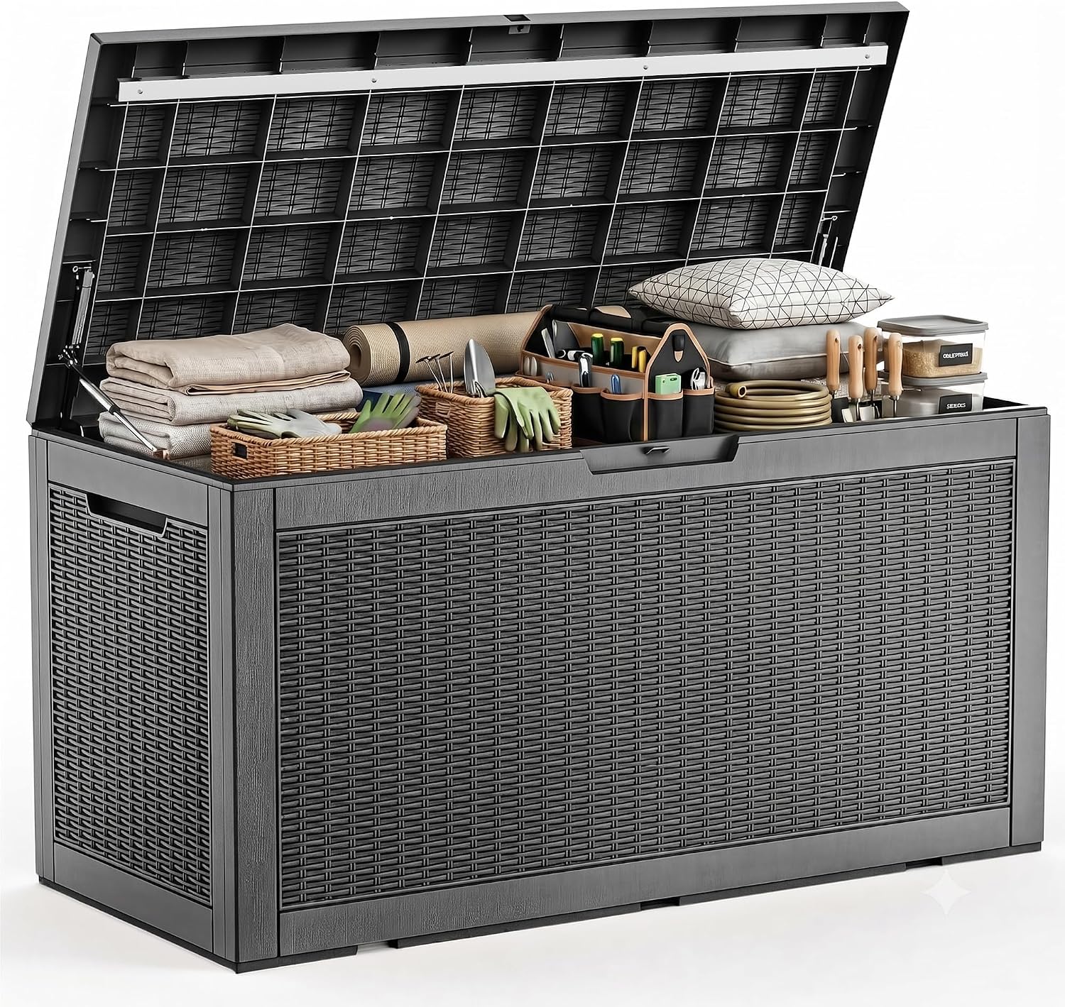 大型屋外防水樹脂製収納デッキボックス、ロック可能なパティオ収 - Gardening Tools Box のレビューと価格