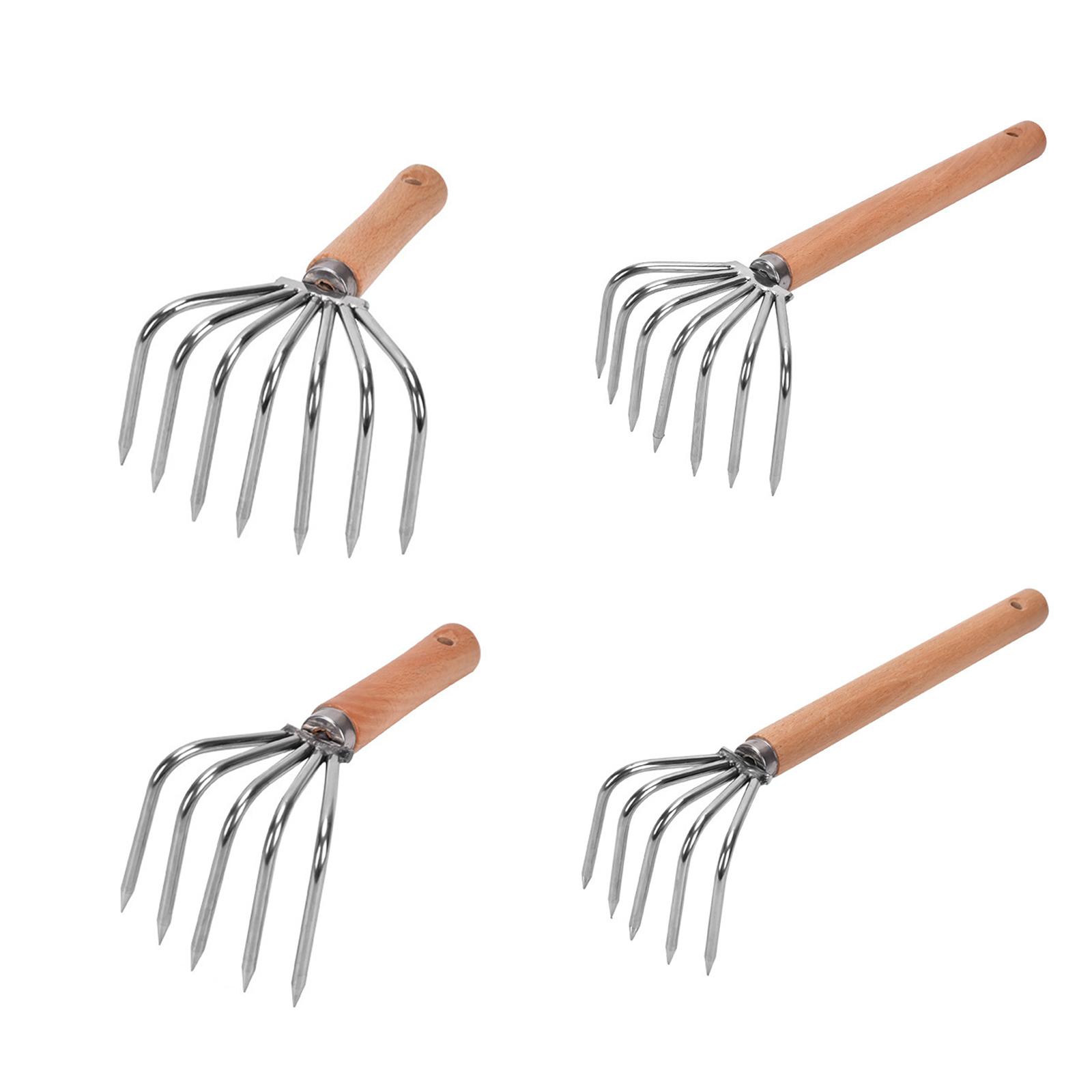 手用熊手 耕運機 ステンレス製爪 軽量 掘削用 木製ハンドル - Gardening Hand Tools Yard のレビューと価格