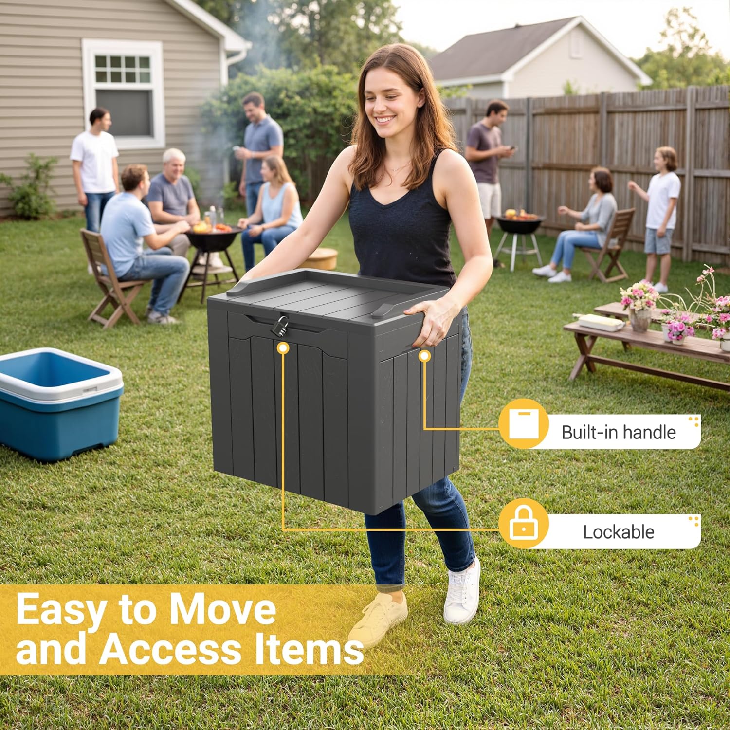 31ガロン屋外収納ボックス（蓋付き）、パティオ家具、園芸工具 - Gardening Tools Box のレビューと価格